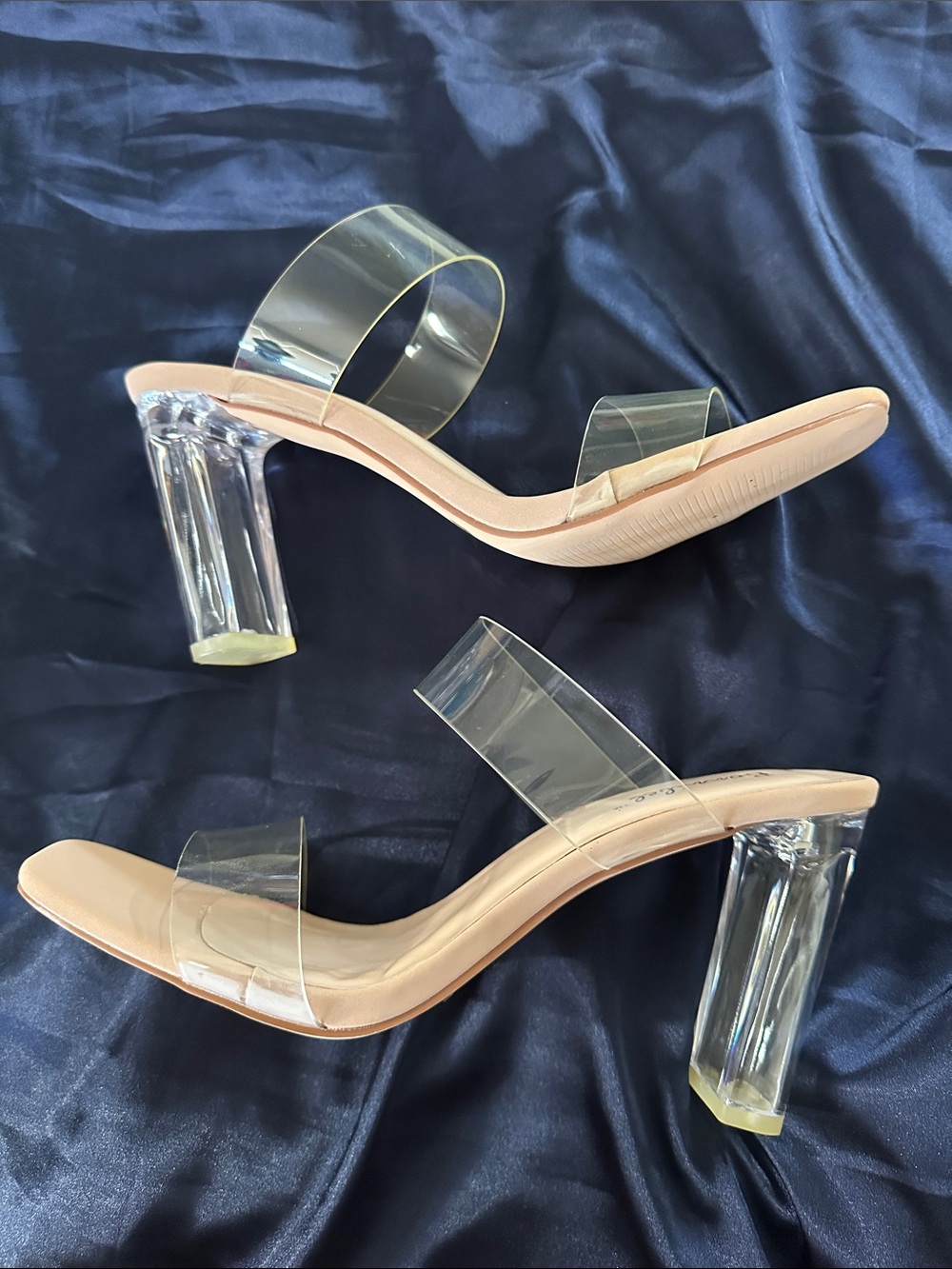 (Brand New) Bonnibel - Clear Strap Nude Block Heel Sandals